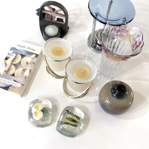 Tea Candle Holders, tea light candles paper weights, 2 vases